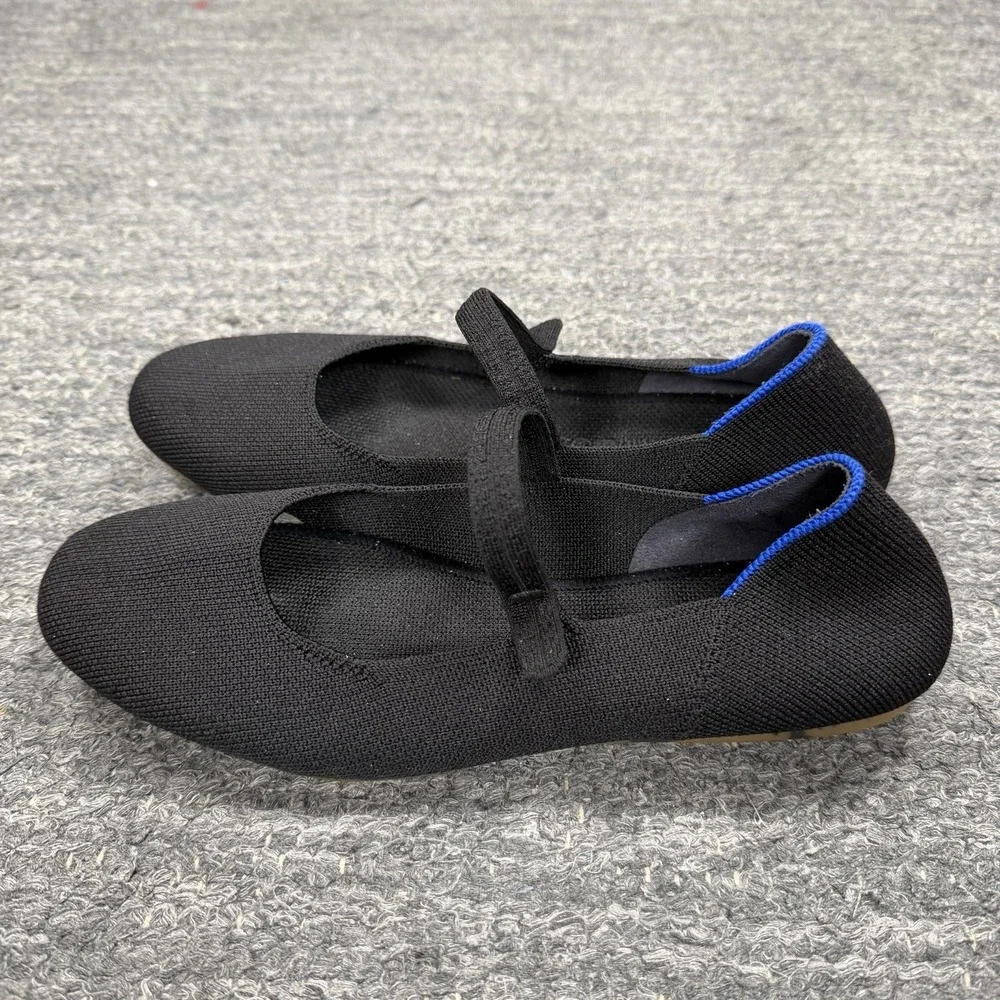 Rothy's The Square Mary Jane Flats Women 7 Black Knit Washable Twee Ballet